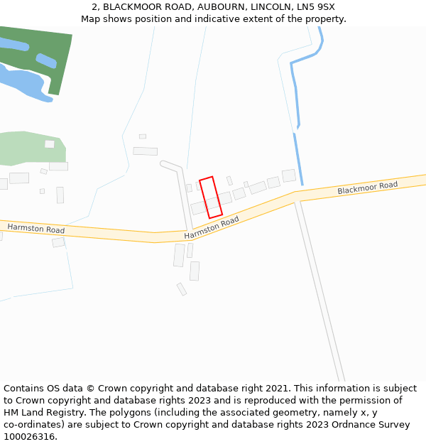 2, BLACKMOOR ROAD, AUBOURN, LINCOLN, LN5 9SX: Location map and indicative extent of plot