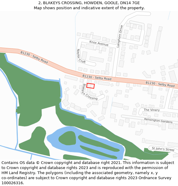 2, BLAKEYS CROSSING, HOWDEN, GOOLE, DN14 7GE: Location map and indicative extent of plot
