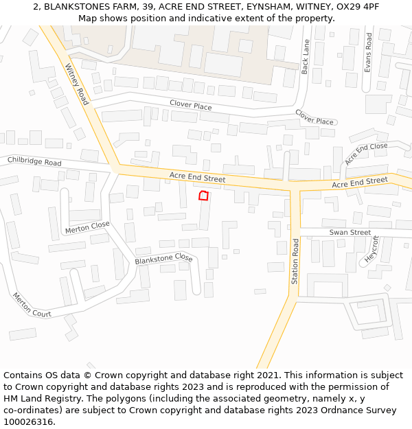 2, BLANKSTONES FARM, 39, ACRE END STREET, EYNSHAM, WITNEY, OX29 4PF: Location map and indicative extent of plot