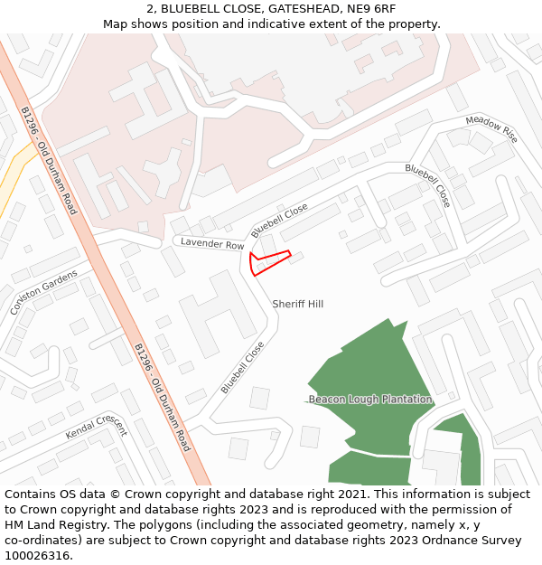 2, BLUEBELL CLOSE, GATESHEAD, NE9 6RF: Location map and indicative extent of plot