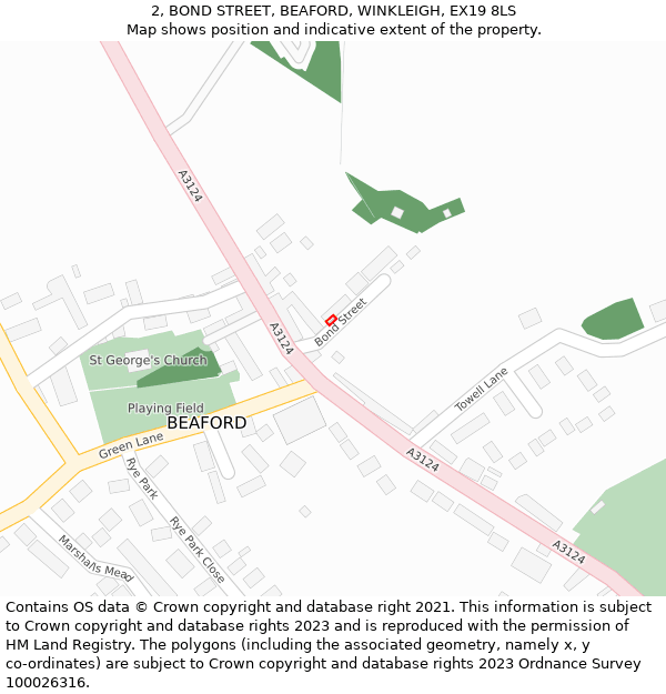 2, BOND STREET, BEAFORD, WINKLEIGH, EX19 8LS: Location map and indicative extent of plot