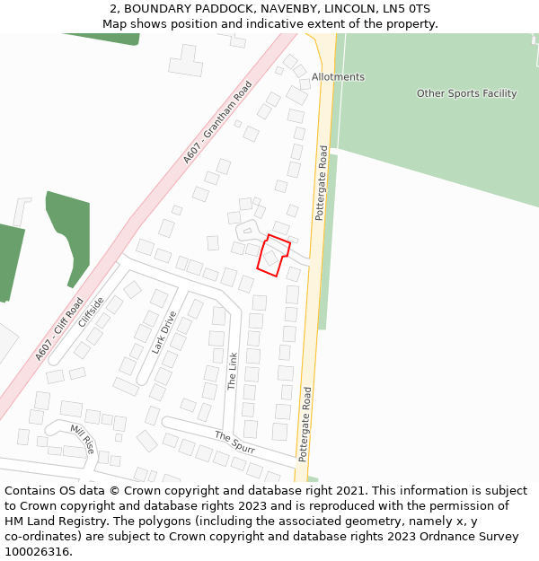 2, BOUNDARY PADDOCK, NAVENBY, LINCOLN, LN5 0TS: Location map and indicative extent of plot
