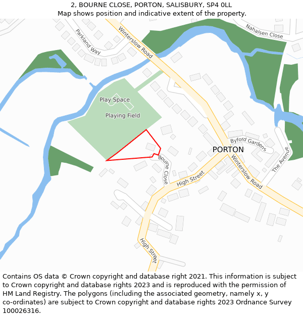 2, BOURNE CLOSE, PORTON, SALISBURY, SP4 0LL: Location map and indicative extent of plot