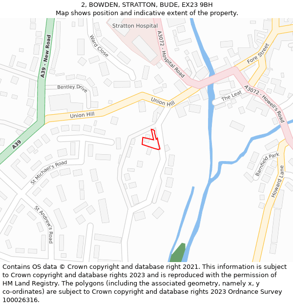 2, BOWDEN, STRATTON, BUDE, EX23 9BH: Location map and indicative extent of plot