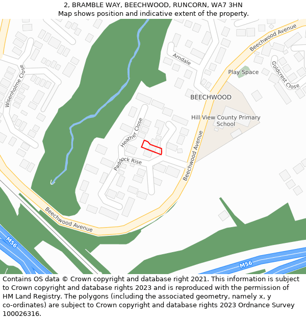 2, BRAMBLE WAY, BEECHWOOD, RUNCORN, WA7 3HN: Location map and indicative extent of plot