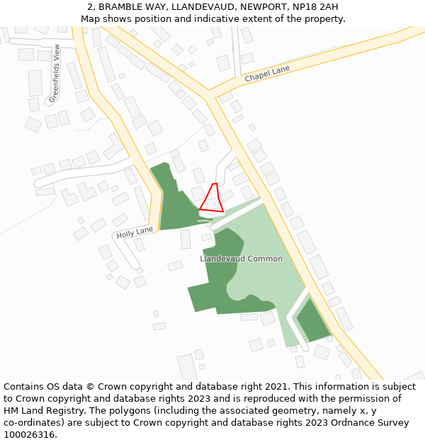 2, BRAMBLE WAY, LLANDEVAUD, NEWPORT, NP18 2AH: Location map and indicative extent of plot