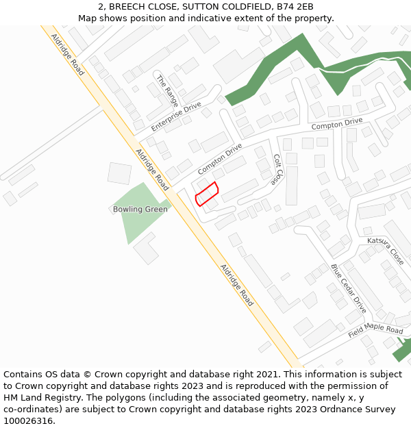 2, BREECH CLOSE, SUTTON COLDFIELD, B74 2EB: Location map and indicative extent of plot