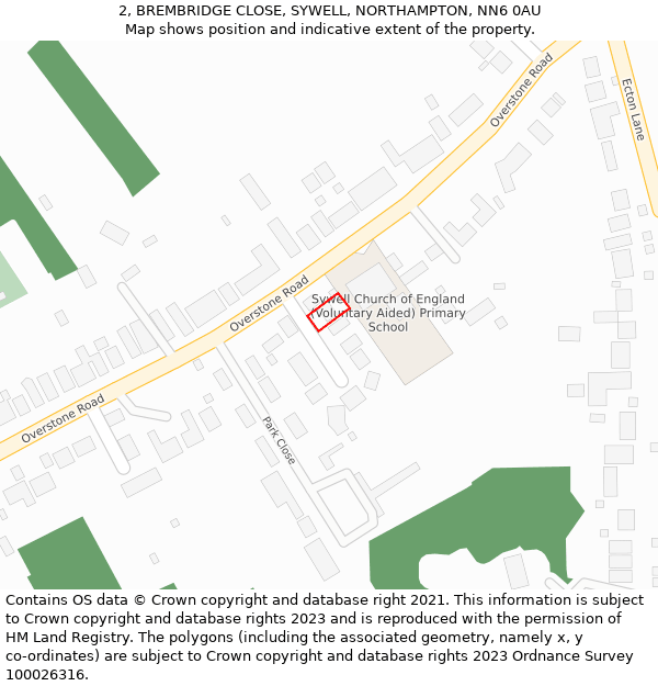 2, BREMBRIDGE CLOSE, SYWELL, NORTHAMPTON, NN6 0AU: Location map and indicative extent of plot