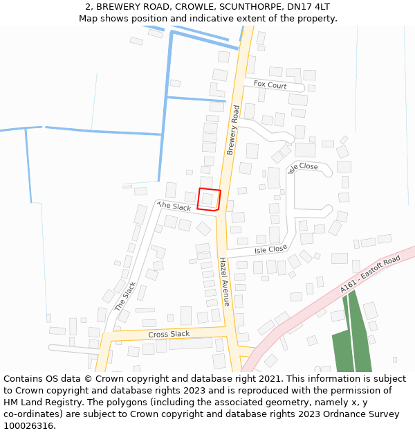 2, BREWERY ROAD, CROWLE, SCUNTHORPE, DN17 4LT: Location map and indicative extent of plot