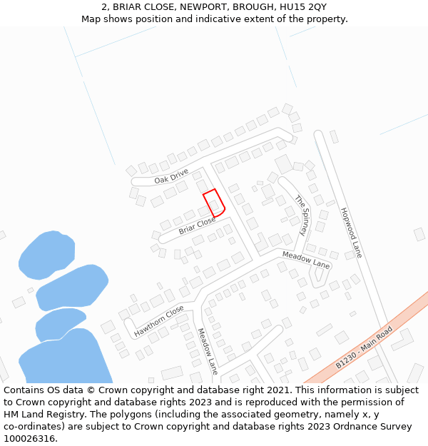 2, BRIAR CLOSE, NEWPORT, BROUGH, HU15 2QY: Location map and indicative extent of plot