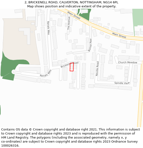 2, BRICKENELL ROAD, CALVERTON, NOTTINGHAM, NG14 6PL: Location map and indicative extent of plot