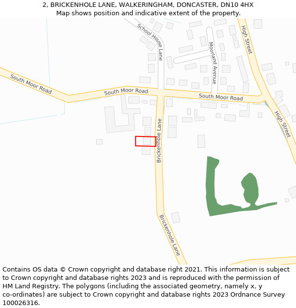 2, BRICKENHOLE LANE, WALKERINGHAM, DONCASTER, DN10 4HX: Location map and indicative extent of plot