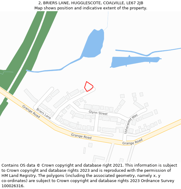 2, BRIERS LANE, HUGGLESCOTE, COALVILLE, LE67 2JB: Location map and indicative extent of plot