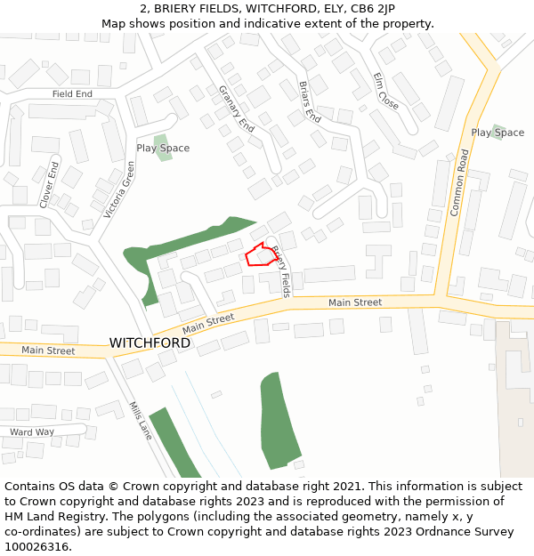 2, BRIERY FIELDS, WITCHFORD, ELY, CB6 2JP: Location map and indicative extent of plot