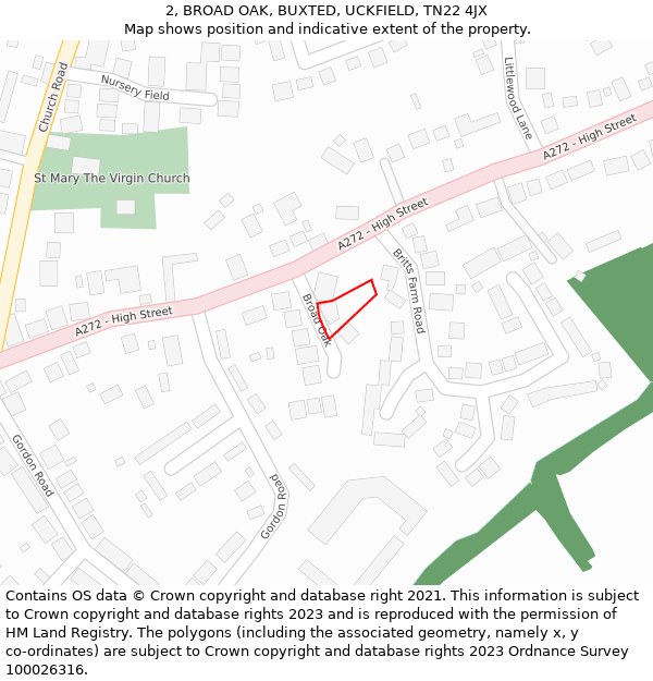 2, BROAD OAK, BUXTED, UCKFIELD, TN22 4JX: Location map and indicative extent of plot