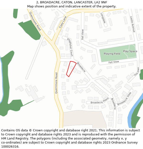 2, BROADACRE, CATON, LANCASTER, LA2 9NF: Location map and indicative extent of plot