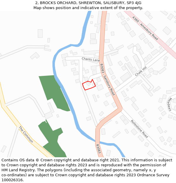 2, BROCKS ORCHARD, SHREWTON, SALISBURY, SP3 4JG: Location map and indicative extent of plot