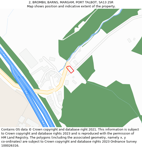 2, BROMBIL BARNS, MARGAM, PORT TALBOT, SA13 2SR: Location map and indicative extent of plot