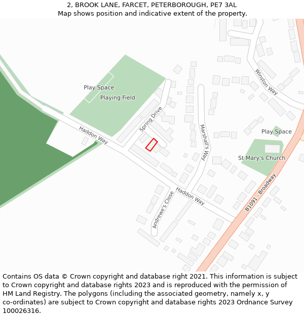 2, BROOK LANE, FARCET, PETERBOROUGH, PE7 3AL: Location map and indicative extent of plot