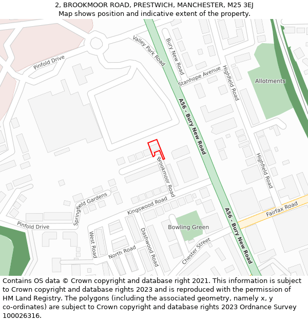 2, BROOKMOOR ROAD, PRESTWICH, MANCHESTER, M25 3EJ: Location map and indicative extent of plot