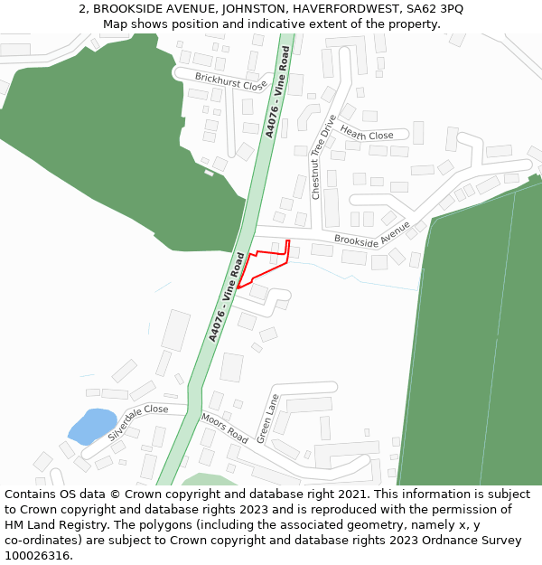 2, BROOKSIDE AVENUE, JOHNSTON, HAVERFORDWEST, SA62 3PQ: Location map and indicative extent of plot