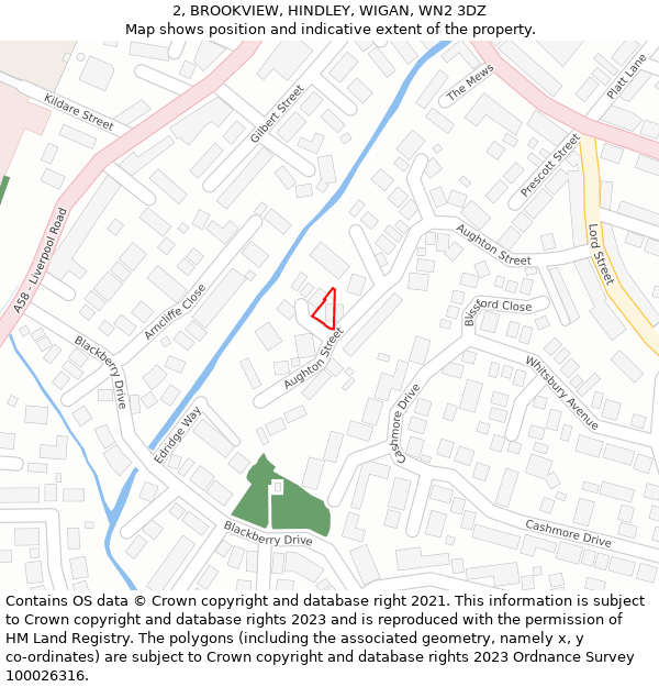 2, BROOKVIEW, HINDLEY, WIGAN, WN2 3DZ: Location map and indicative extent of plot