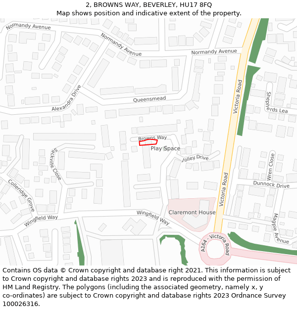 2, BROWNS WAY, BEVERLEY, HU17 8FQ: Location map and indicative extent of plot