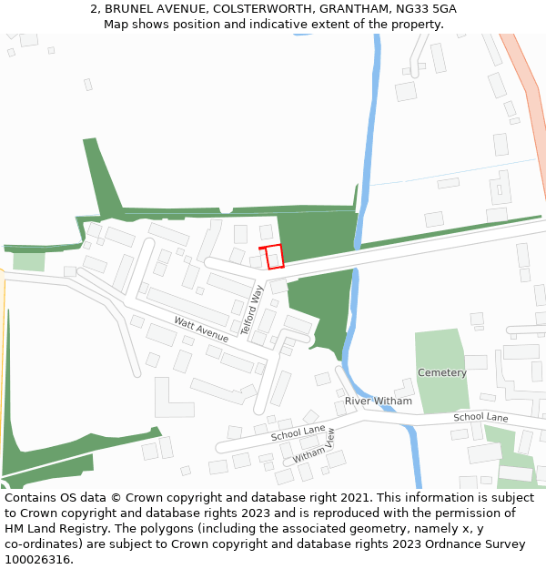 2, BRUNEL AVENUE, COLSTERWORTH, GRANTHAM, NG33 5GA: Location map and indicative extent of plot