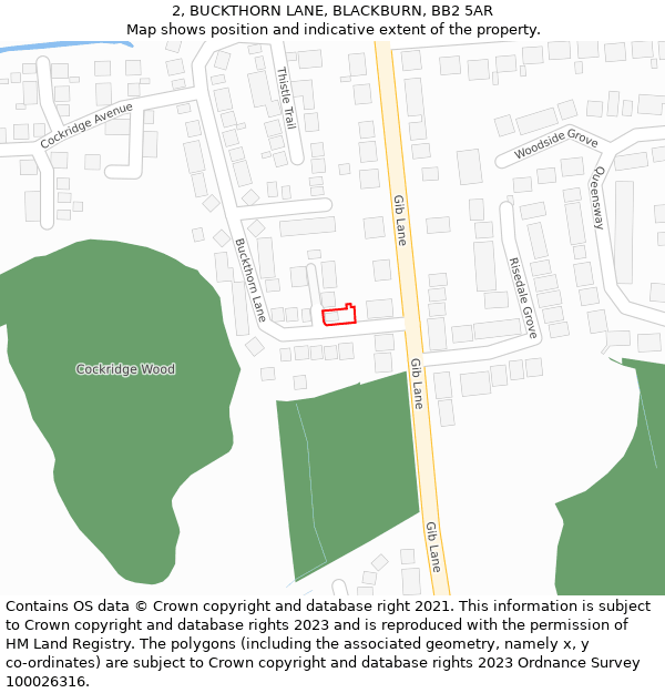 2, BUCKTHORN LANE, BLACKBURN, BB2 5AR: Location map and indicative extent of plot