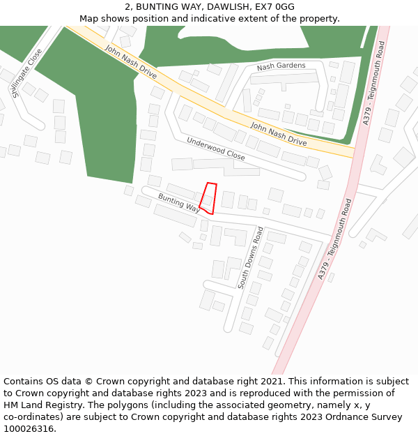 2, BUNTING WAY, DAWLISH, EX7 0GG: Location map and indicative extent of plot