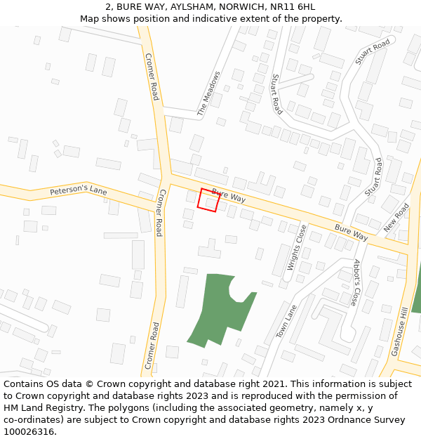 2, BURE WAY, AYLSHAM, NORWICH, NR11 6HL: Location map and indicative extent of plot