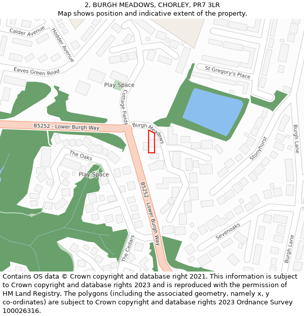 2, BURGH MEADOWS, CHORLEY, PR7 3LR: Location map and indicative extent of plot