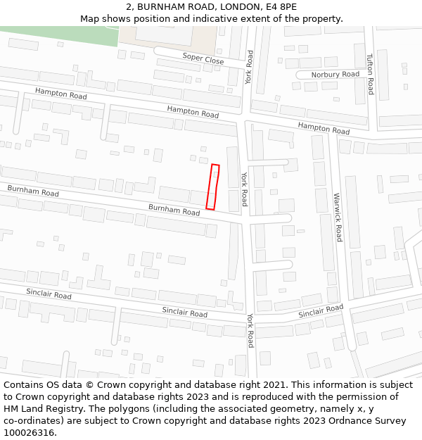 2, BURNHAM ROAD, LONDON, E4 8PE: Location map and indicative extent of plot