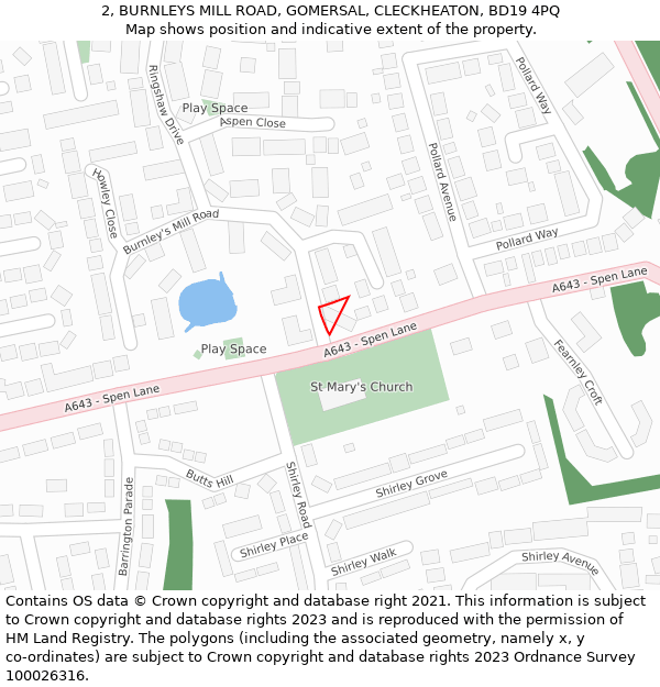 2, BURNLEYS MILL ROAD, GOMERSAL, CLECKHEATON, BD19 4PQ: Location map and indicative extent of plot