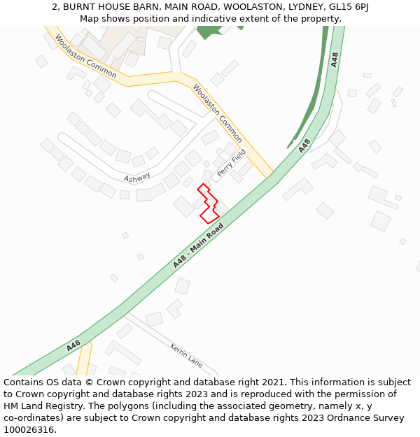 2, BURNT HOUSE BARN, MAIN ROAD, WOOLASTON, LYDNEY, GL15 6PJ: Location map and indicative extent of plot