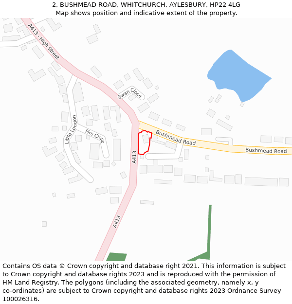 2, BUSHMEAD ROAD, WHITCHURCH, AYLESBURY, HP22 4LG: Location map and indicative extent of plot