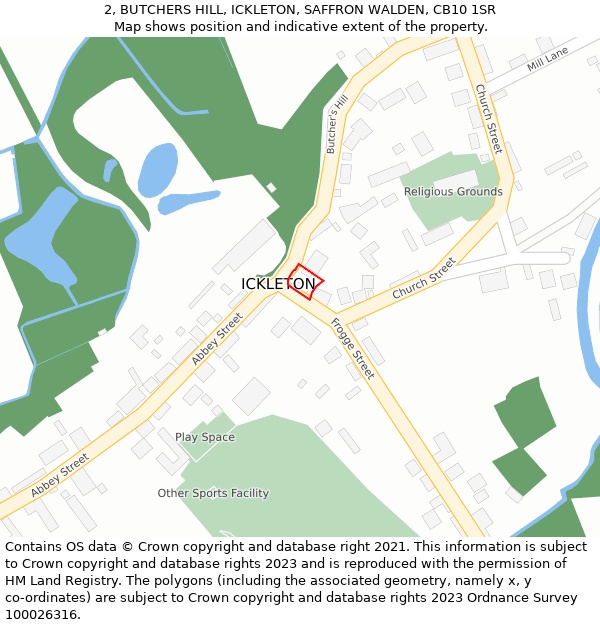 2, BUTCHERS HILL, ICKLETON, SAFFRON WALDEN, CB10 1SR: Location map and indicative extent of plot