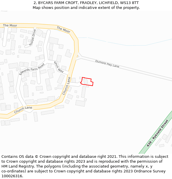 2, BYCARS FARM CROFT, FRADLEY, LICHFIELD, WS13 8TT: Location map and indicative extent of plot