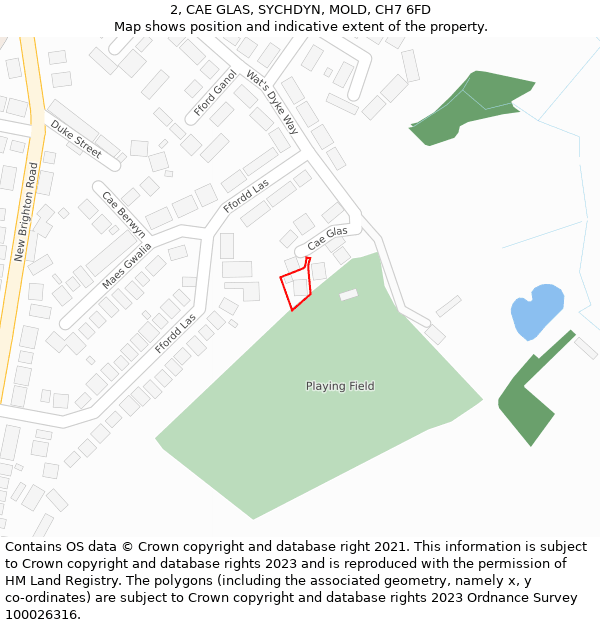 2, CAE GLAS, SYCHDYN, MOLD, CH7 6FD: Location map and indicative extent of plot