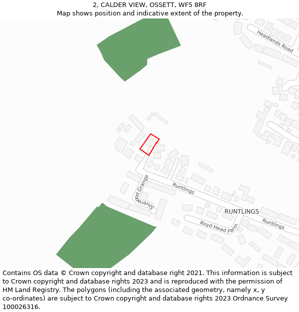 2, CALDER VIEW, OSSETT, WF5 8RF: Location map and indicative extent of plot