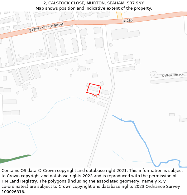 2, CALSTOCK CLOSE, MURTON, SEAHAM, SR7 9NY: Location map and indicative extent of plot