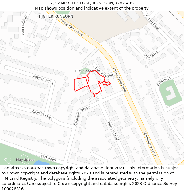 2, CAMPBELL CLOSE, RUNCORN, WA7 4RG: Location map and indicative extent of plot