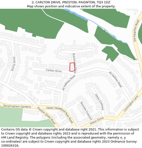 2, CARLTON DRIVE, PRESTON, PAIGNTON, TQ3 1DZ: Location map and indicative extent of plot