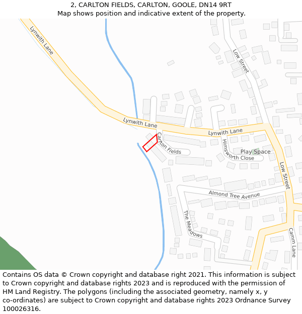 2, CARLTON FIELDS, CARLTON, GOOLE, DN14 9RT: Location map and indicative extent of plot