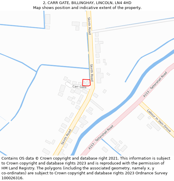 2, CARR GATE, BILLINGHAY, LINCOLN, LN4 4HD: Location map and indicative extent of plot