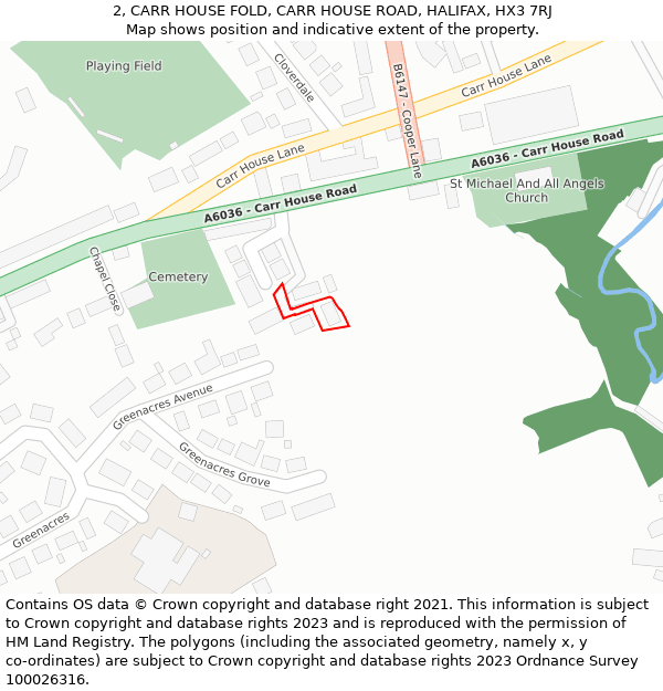 2, CARR HOUSE FOLD, CARR HOUSE ROAD, HALIFAX, HX3 7RJ: Location map and indicative extent of plot