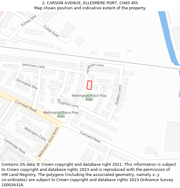 2, CARSON AVENUE, ELLESMERE PORT, CH65 4FA: Location map and indicative extent of plot