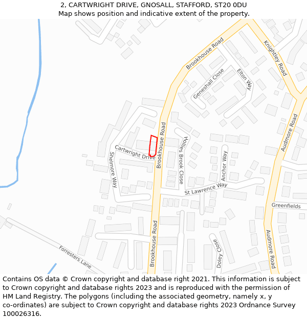 2, CARTWRIGHT DRIVE, GNOSALL, STAFFORD, ST20 0DU: Location map and indicative extent of plot