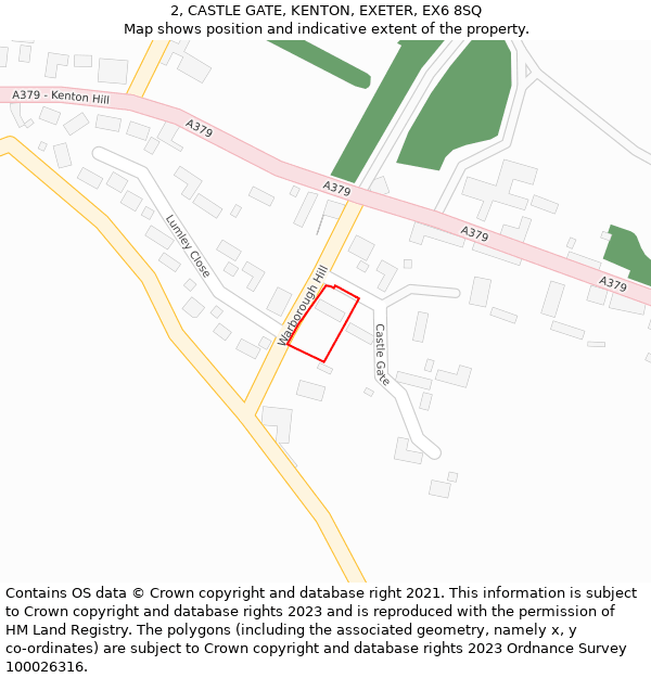 2, CASTLE GATE, KENTON, EXETER, EX6 8SQ: Location map and indicative extent of plot