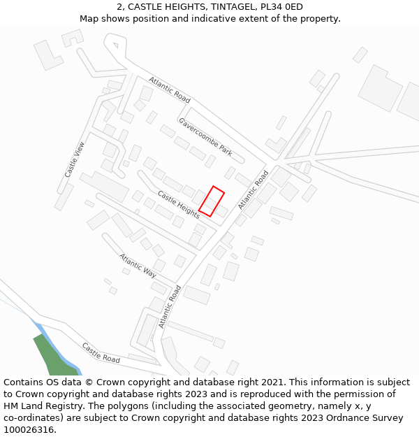 2, CASTLE HEIGHTS, TINTAGEL, PL34 0ED: Location map and indicative extent of plot